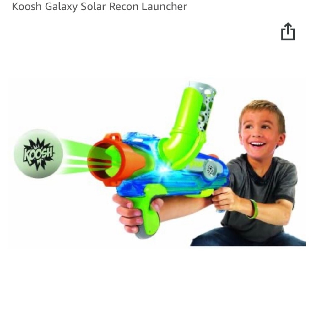 2 guns nerf gun and a Koosh galaxy solar recon launcher